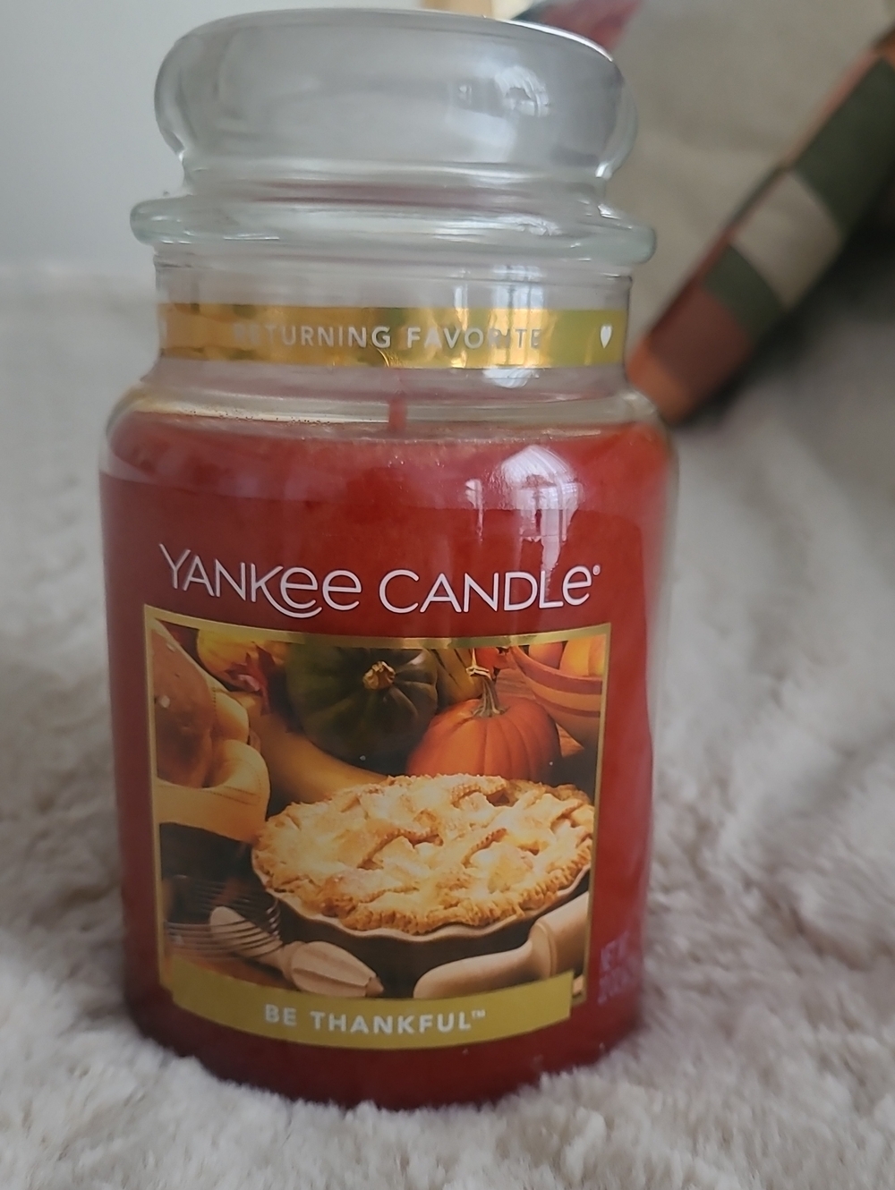 Yankee Candle BE THANKFUL Lg 22oz Thanksgiving Jar Retired HTF!!